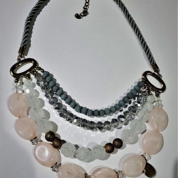 BOGO ANN TAYLOR LOFT STATEMENT NECKLACE  LUMINESCENT BEADS 22" W/ 2" EXTENDER - Picture 1 of 2